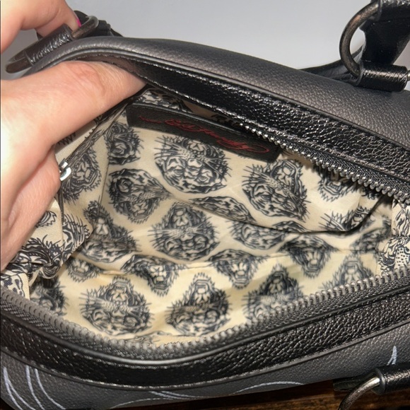 Ed Hardy Black and Pink Floral Satchel - Picture 6 of 11